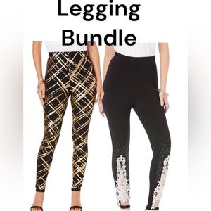 ROAMAN’S Size 14/16 Black Essential Stretch Fashion Fancy Legging Bundle Set